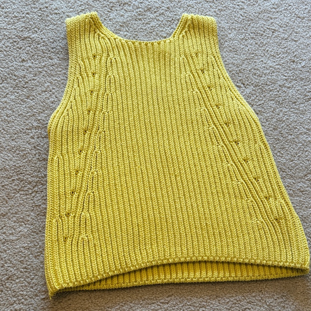 Vince Yellow Cable Knit Tank Top